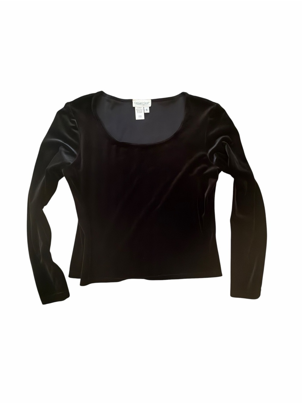 Coldwater Creek Black Velvet Scoop-Neck Long Sleeve Top